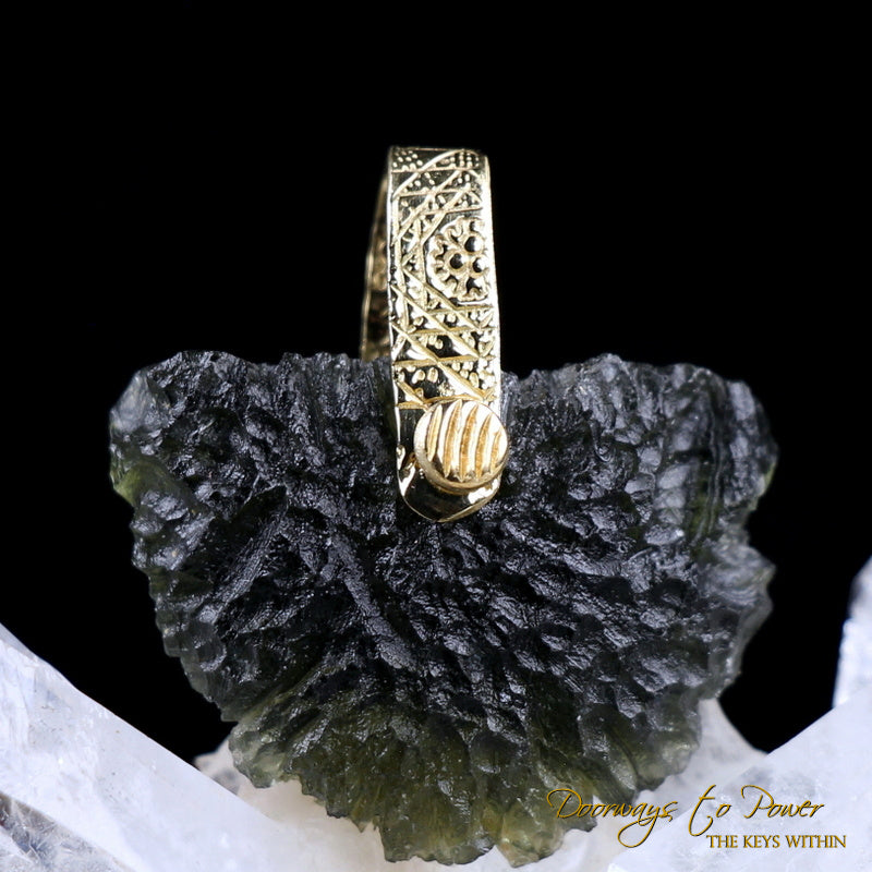 14k Moldavite Tektite Light Language Pendant 