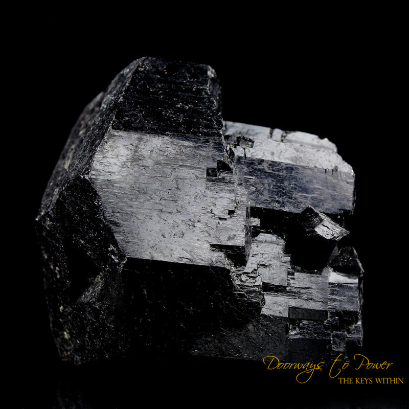 Black Tourmaline Etched Record Keeper Crystal Cannon 'Armor Grid' XL