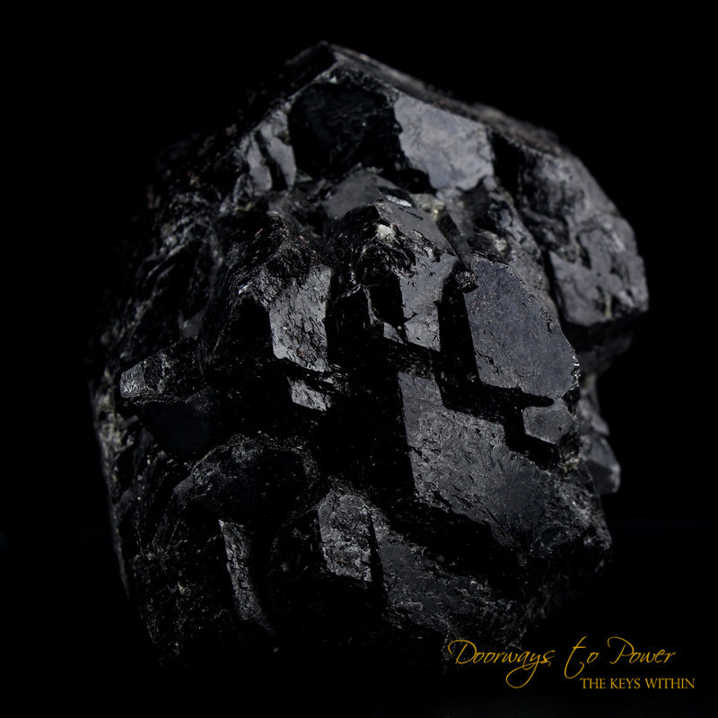 Black Tourmaline Etched Record Keeper Crystal Cannon 'Armor Grid' XL