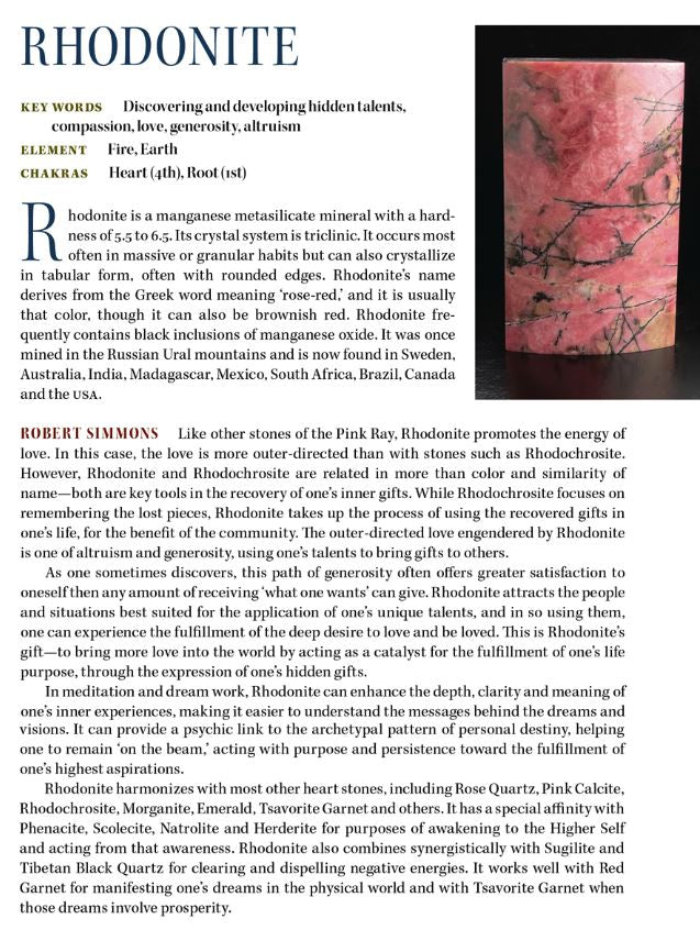Rhodonite Crystal Properties