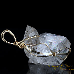 Herkimer Diamond DT Record Keeper Crystal Pendant 14k