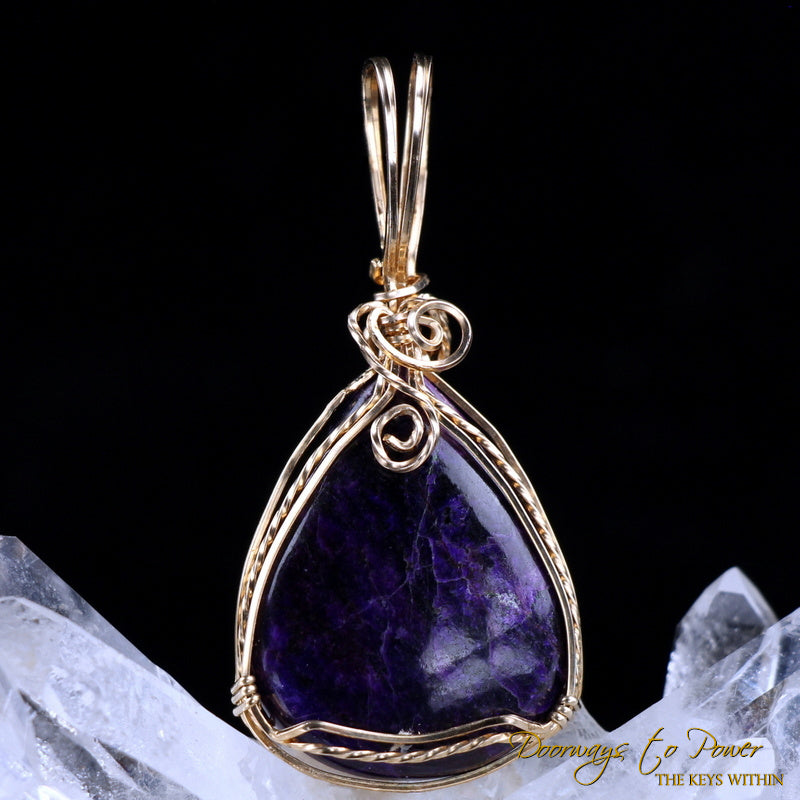 Sugilite Crystal Pendant 14k 'Beacon of Light'