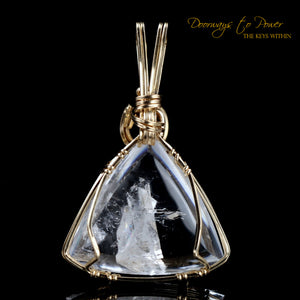 Era of Light Lemurian Manifestation Quartz Crystal Pendant 14k