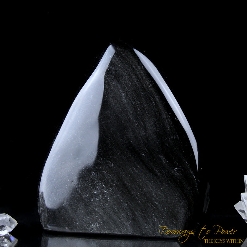 Black Silver Sheen Obsidian Crystal Altar Stone