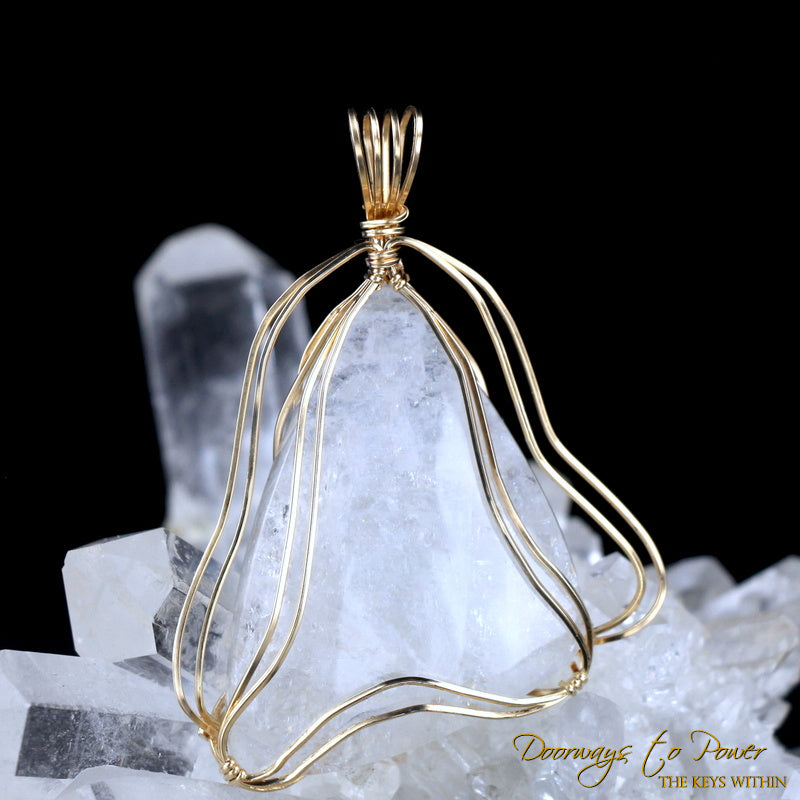 Natrolite Crystal Pendant 14k