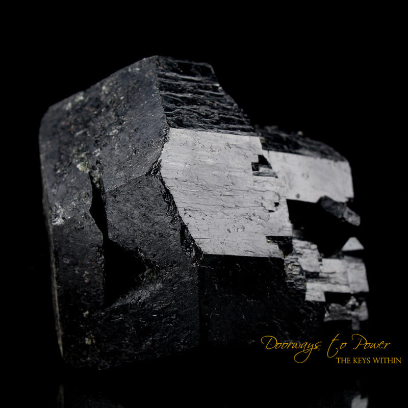 Black Tourmaline Etched Record Keeper Crystal Cannon 'Armor Grid' XL