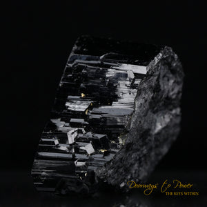 Black Tourmaline Etched Record Keeper Crystal Cannon 'Armor Grid'