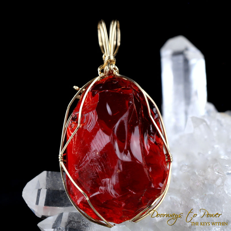 King Solomon Andara Crystal Pendant 14k 'Magic is Sacred' 1995