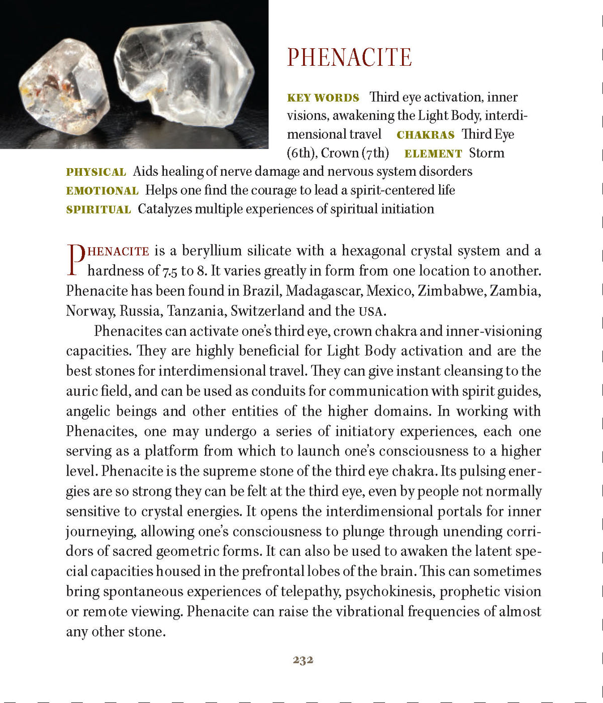 Phenacite crystal Properties