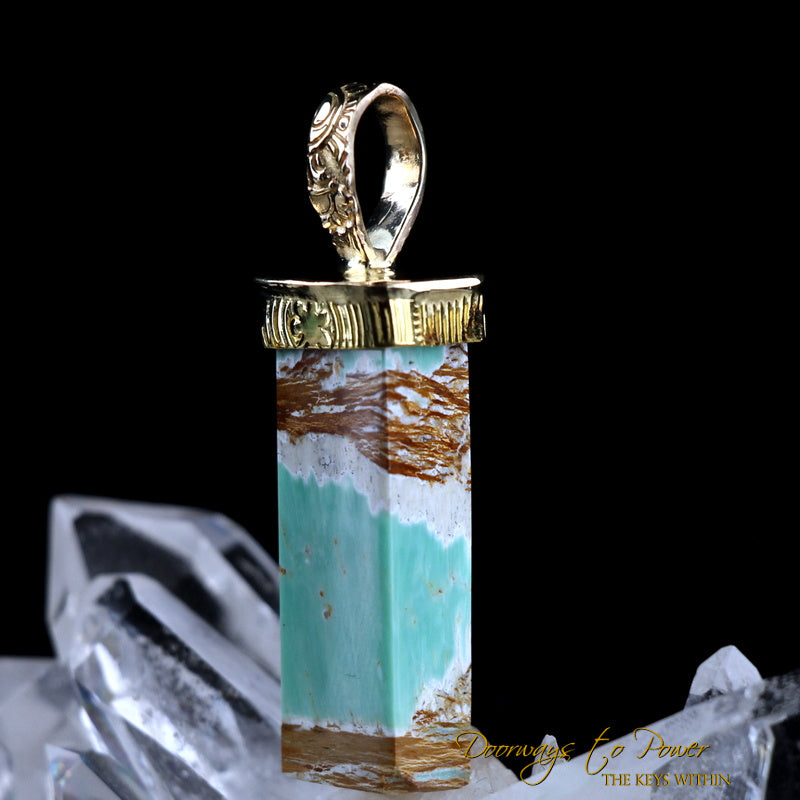 Persian Variscite Light Language Crystal Pendant 22k