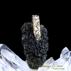 Moldavite Tektite Light Language Crystal Pendant 14k