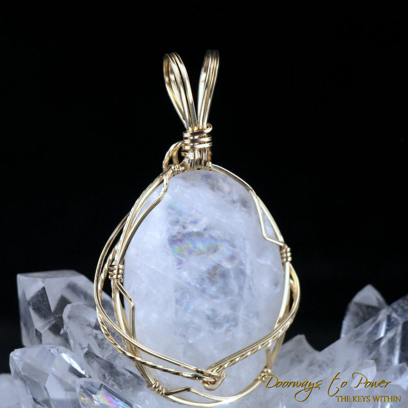Natrolite Synergy 12 Crystal Pendant 14k