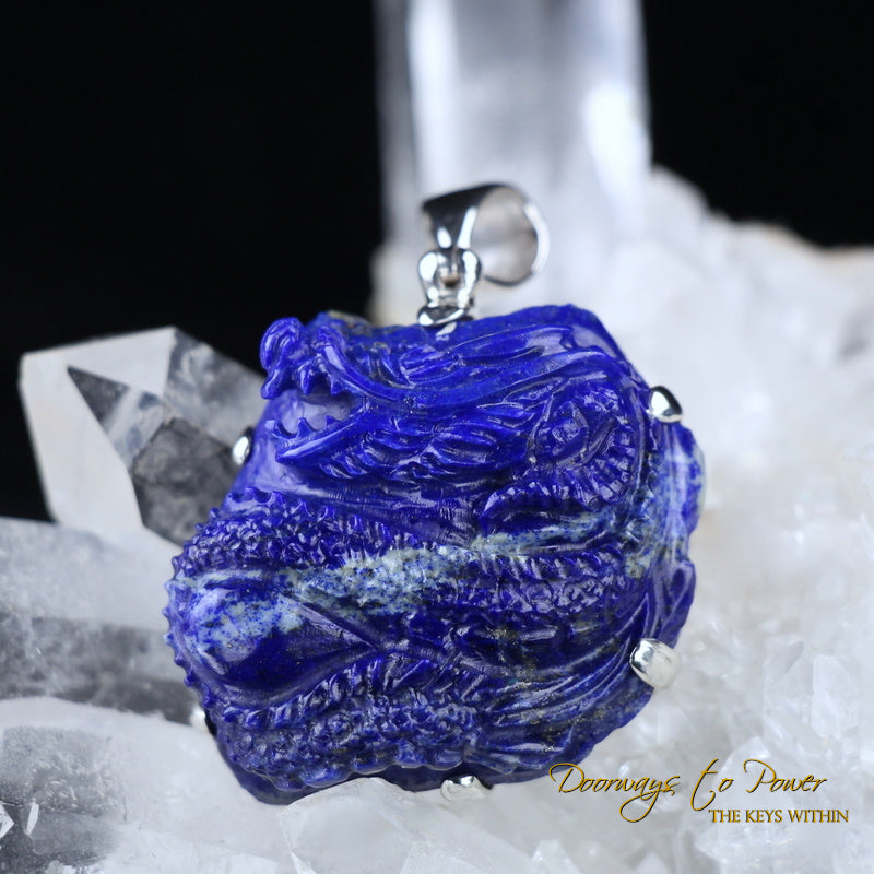 Lapis Lazuli Dragon Crystal Pendant 14k