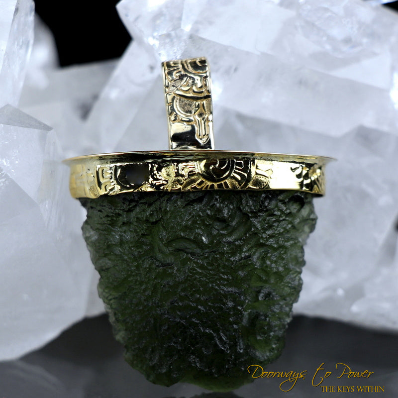 Moldavite Light Language Pendant 22k