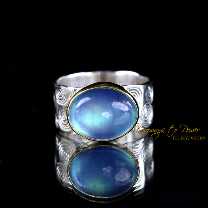 Adularia Moonstone Crystal Ring SS & 22k