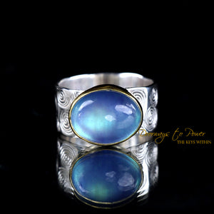 Adularia Moonstone Crystal Ring SS & 22k