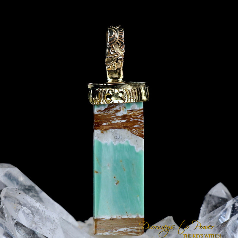 Persian Variscite Light Language Crystal Pendant 22k