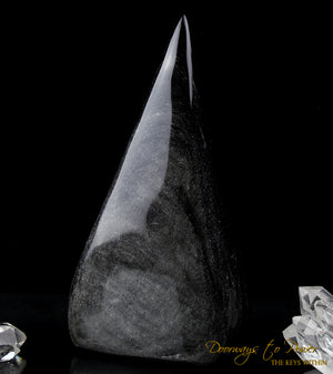 Black Silver Sheen Obsidian Crystal Altar Stone