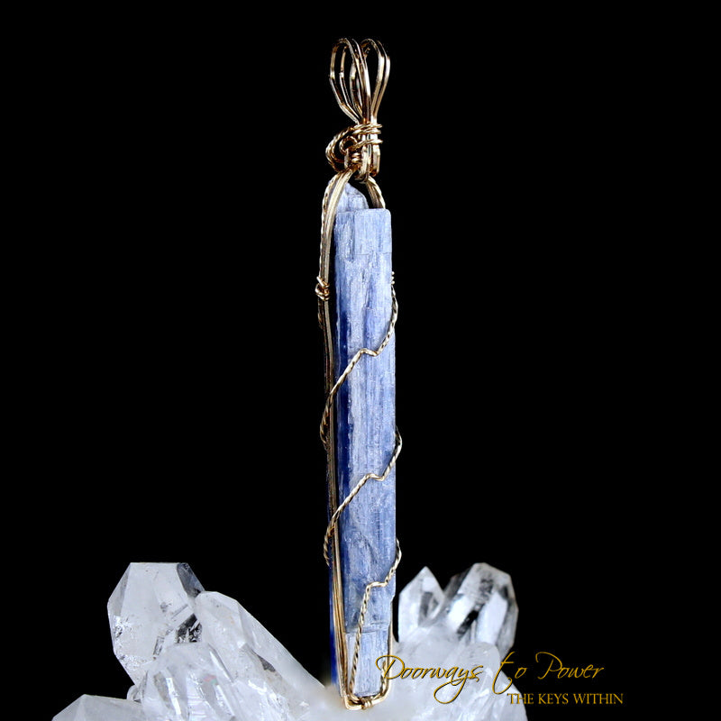 Blue Kyanite Crystal Pendant 14k