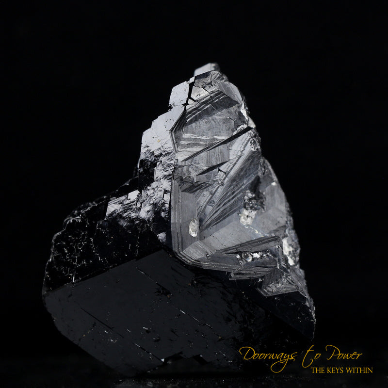 Black Tourmaline Etched Record Keeper Crystal Cannon 'Armor Grid'
