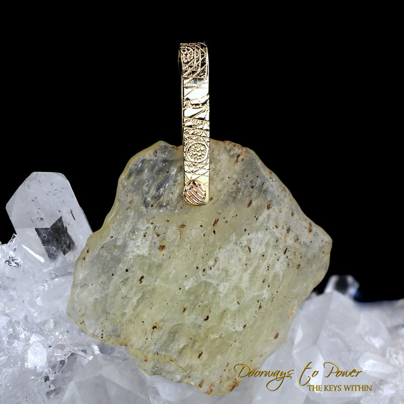 Libyan Desert Glass Light Language Pendant 14k