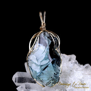 Azure Elysium Monatomic Andara Crystal Pendant 14k 'Resonant' 1995