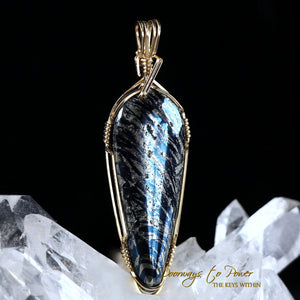 Covellite Crystal Pendant 14k
