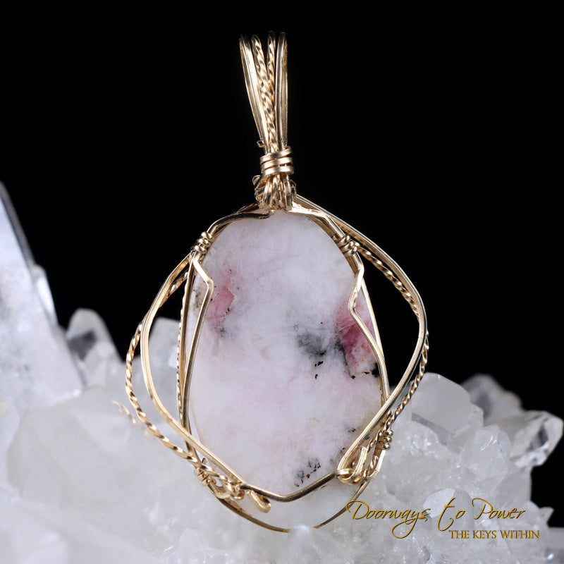 Tugtupite Crystal Pendant 14k