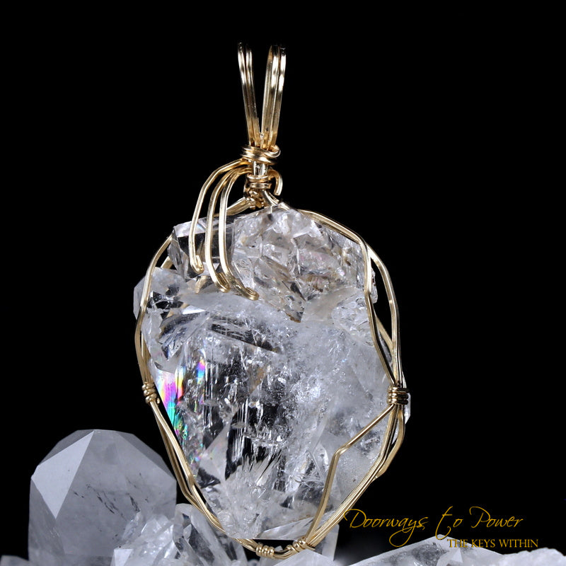 Herkimer Diamond DT Record Keeper Crystal Pendant 14k