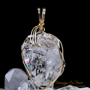 Herkimer Diamond DT Record Keeper Crystal Pendant 14k