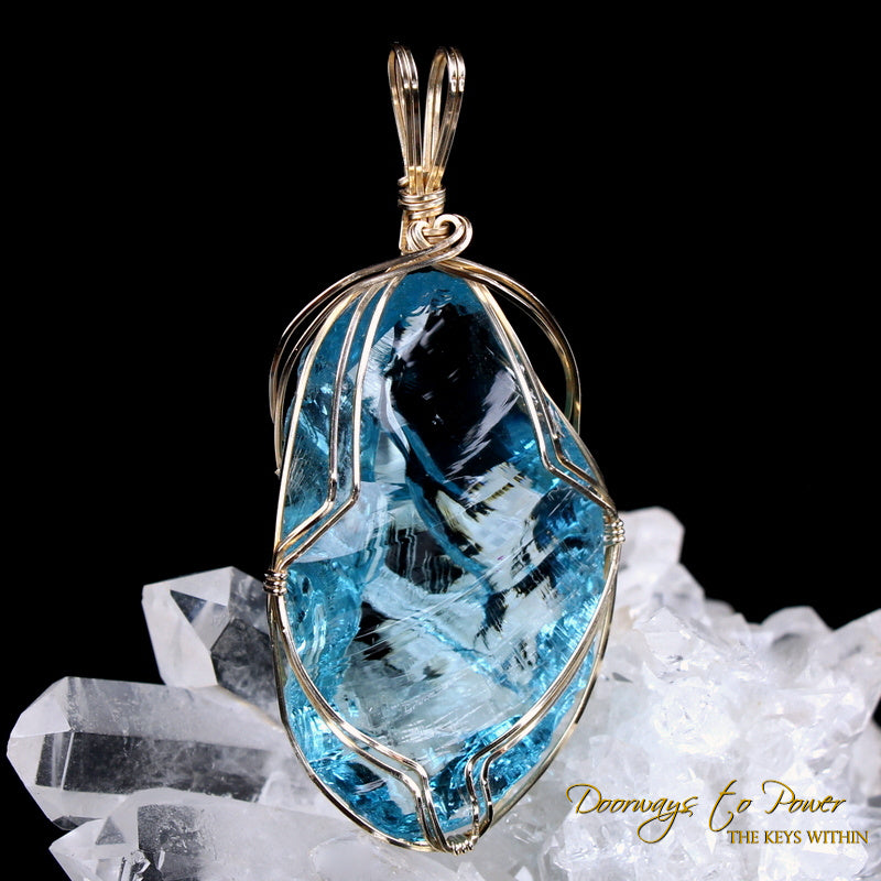 Azure Elysium Monatomic Andara Crystal Pendant 14k 'Resonant' 1995