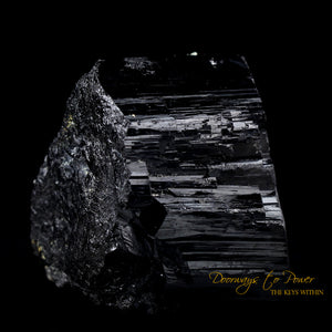 Black Tourmaline Etched Record Keeper Crystal Cannon 'Armor Grid'
