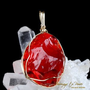 King Solomon Andara Crystal Pendant 14k 'Magic is Sacred' 1995