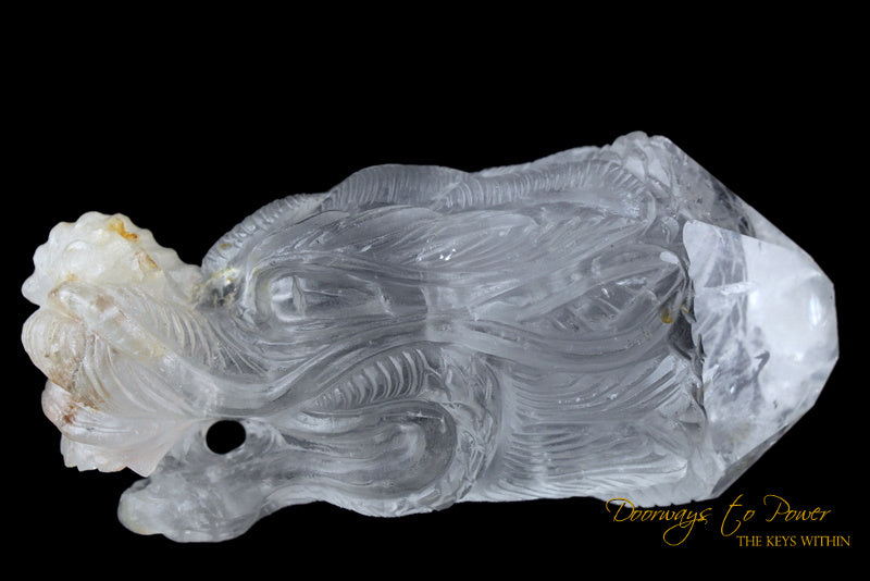 Hand Carved Lemurian Quartz Crystal Dragon 