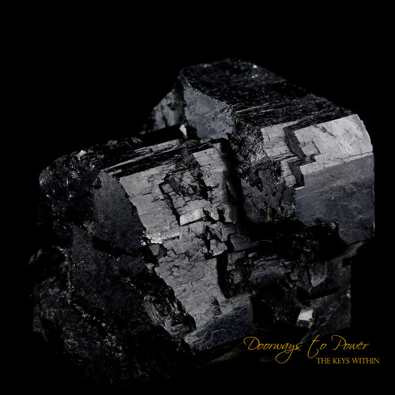 Black Tourmaline Etched Record Keeper Crystal Cannon 'Armor Grid' XL