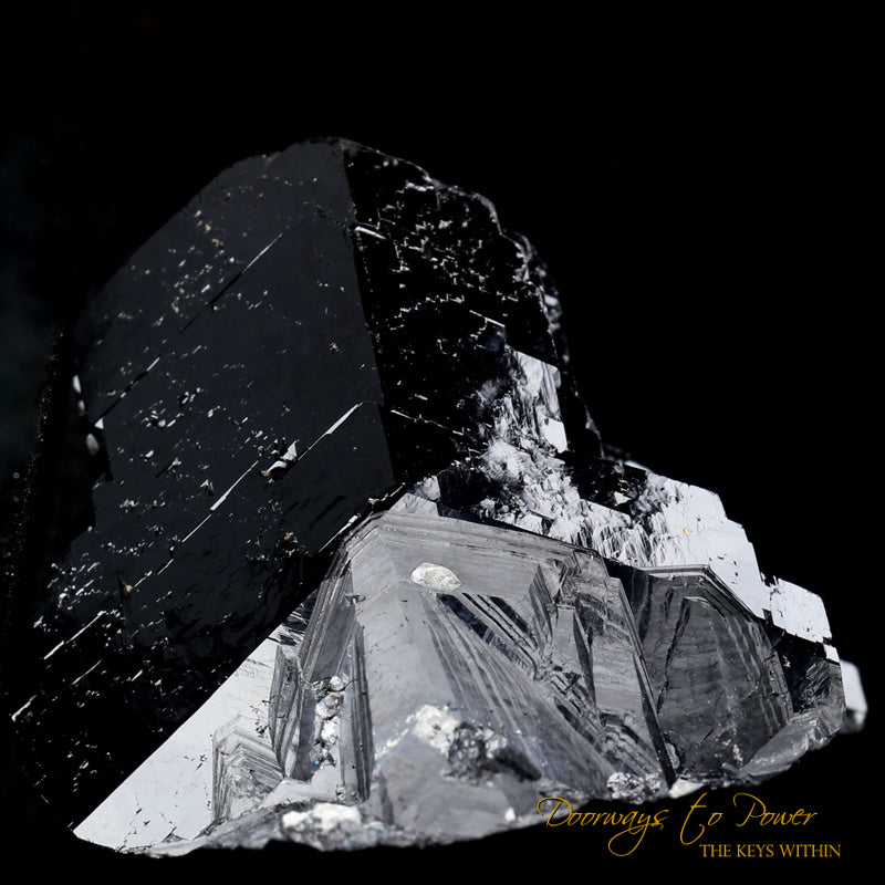 Black Tourmaline Etched Record Keeper Crystal Cannon 'Armor Grid'