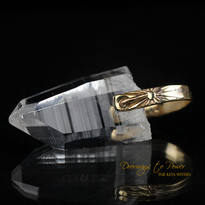  Lemurian Light Language Crystal Pendant 14k