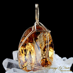 Lemurian Etherium Gold Andara Crystal Pendant 14k 'Light Essence'