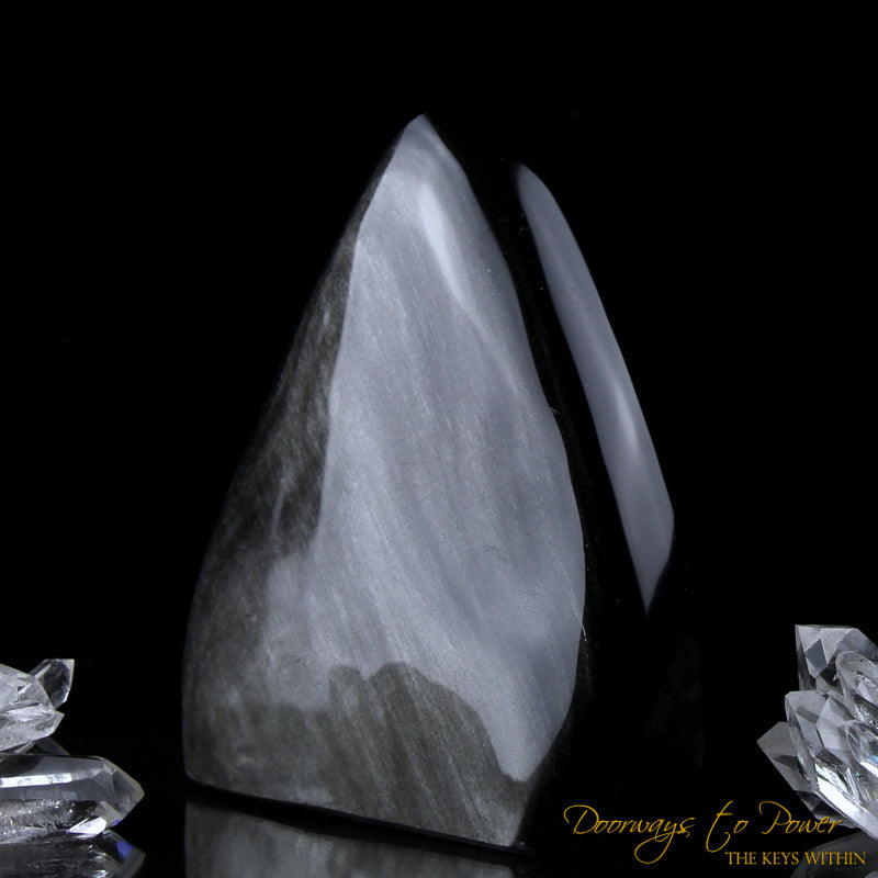 Black Silver Sheen Obsidian Crystal Altar Stone