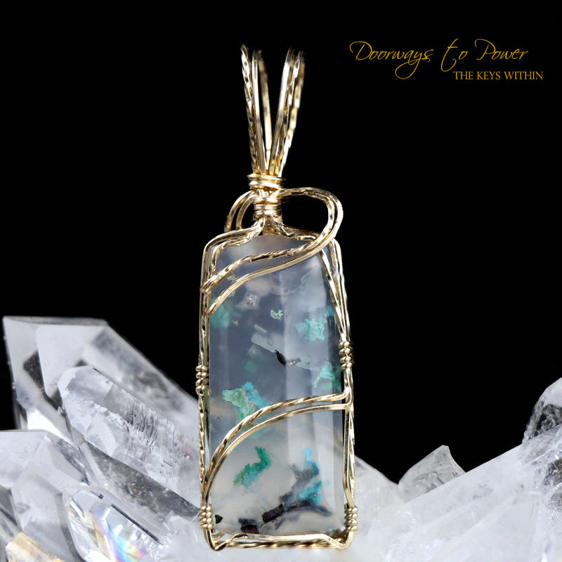 Ajoite Crystal Pendant 14k