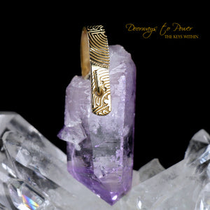 Amethyst Light Language Penetrator Quartz Pendant Record Keeper™ 14k