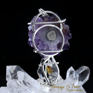 Amethyst Stalactite Flower Herkimer Diamond Pendant SS
