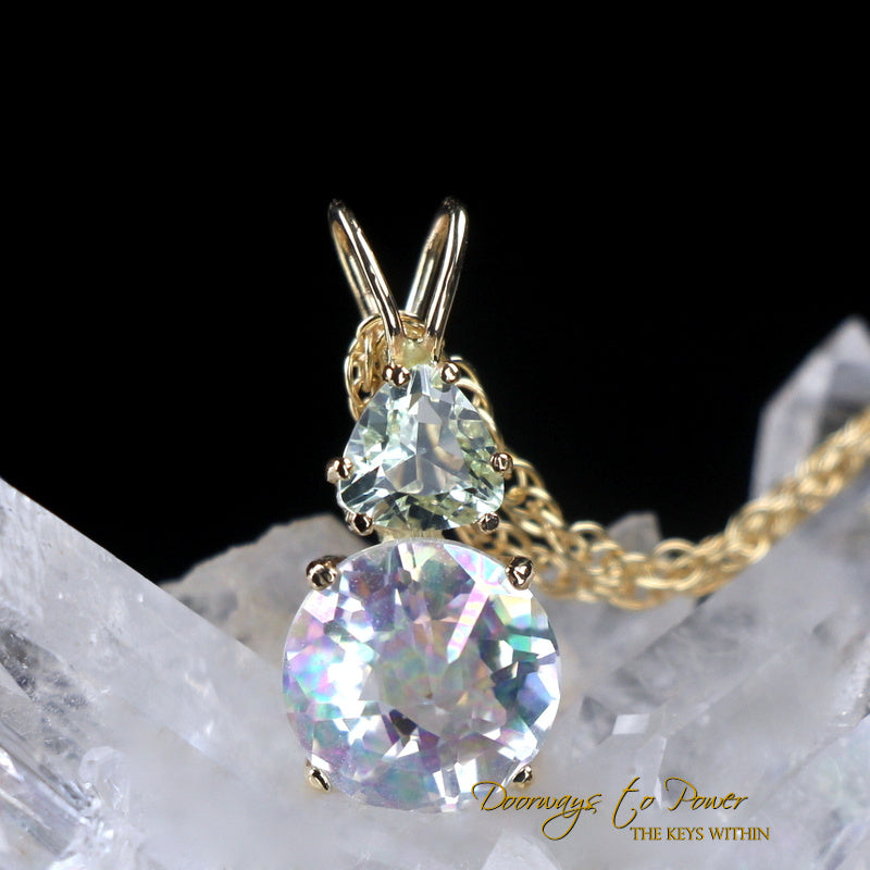 Angel Aura Radiant Heart with Andara Glass Pendant 14k