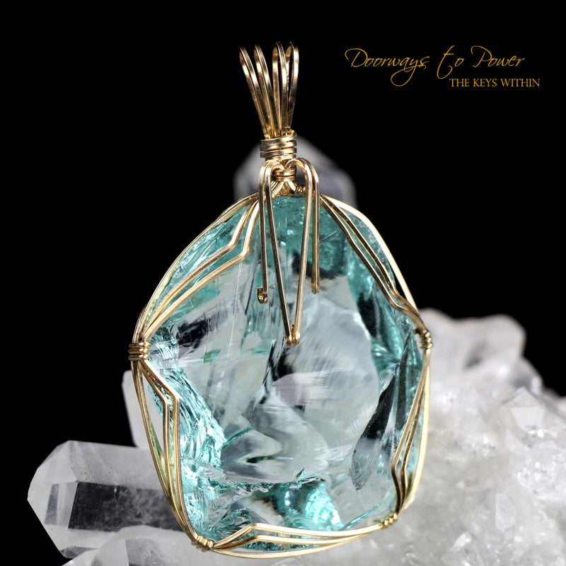 Aqua Serenity Andara Pendant 14k 'Atlantean Hologram'