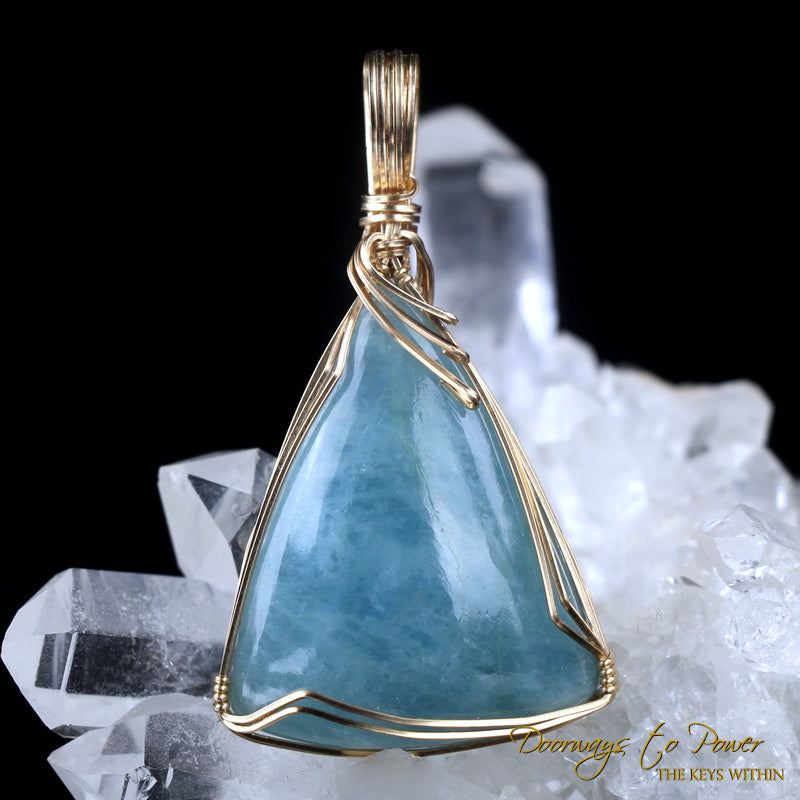 Aquamarine Crystal Pendant 14k