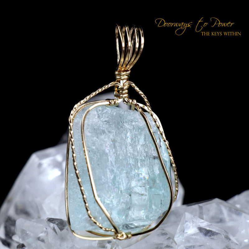 Aquamarine Crystal Pendant 14k