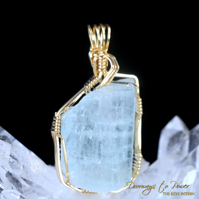 Aquamarine Crystal Pendant 14k