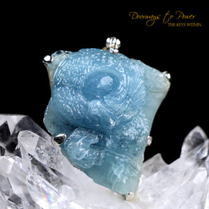 Aquamarine Dragon Crystal Pendant Hand Carved