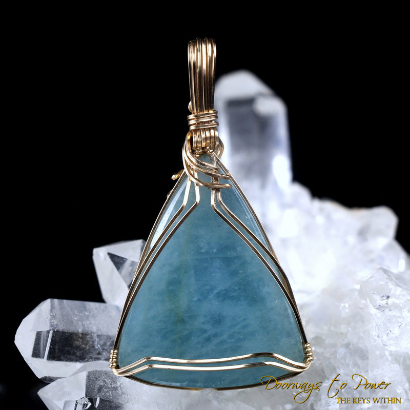Aquamarine Crystal Pendant 14k