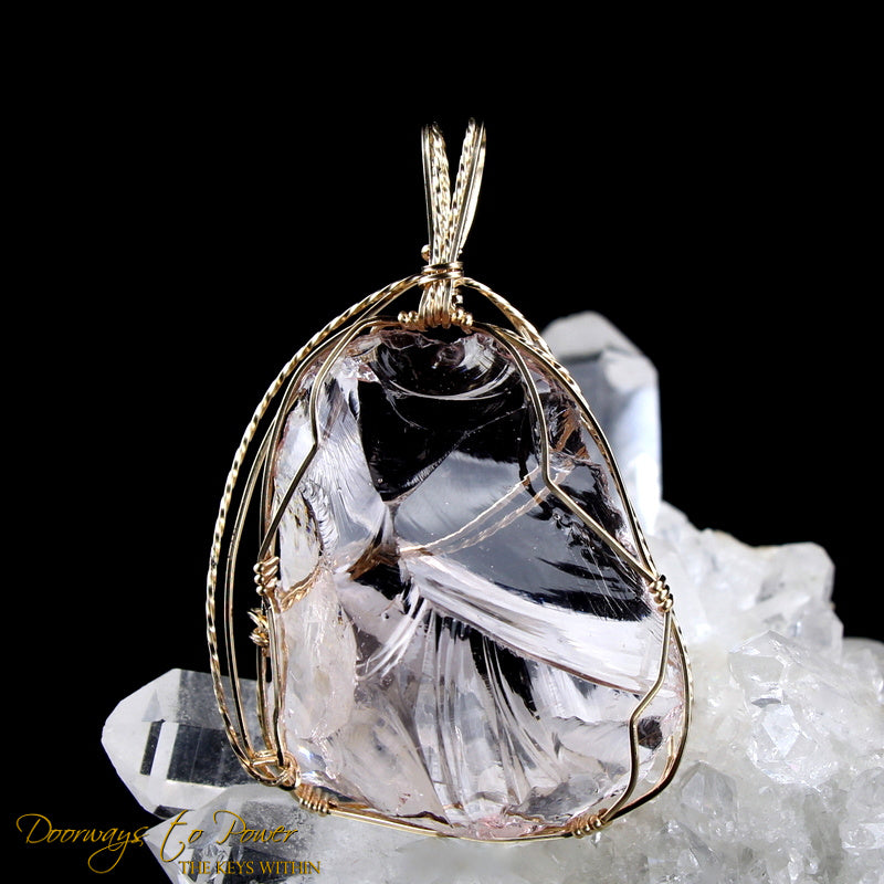 Arcturian StarSeed Pink Andara Crystal Pendant 14k 'Quantum Light Pod'